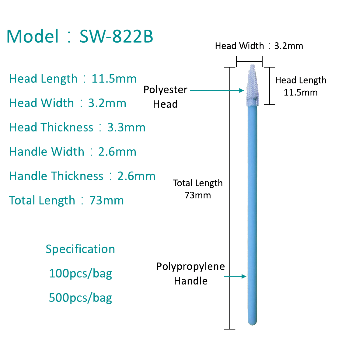 SW-822B مسحة بوليستر عالية الامتصاص