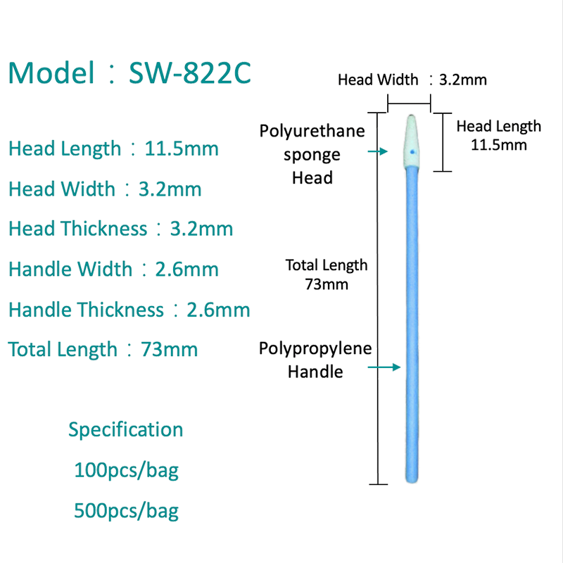 SW-822C مدببة مسحة غرفة التنظيف الرغوية المدببة